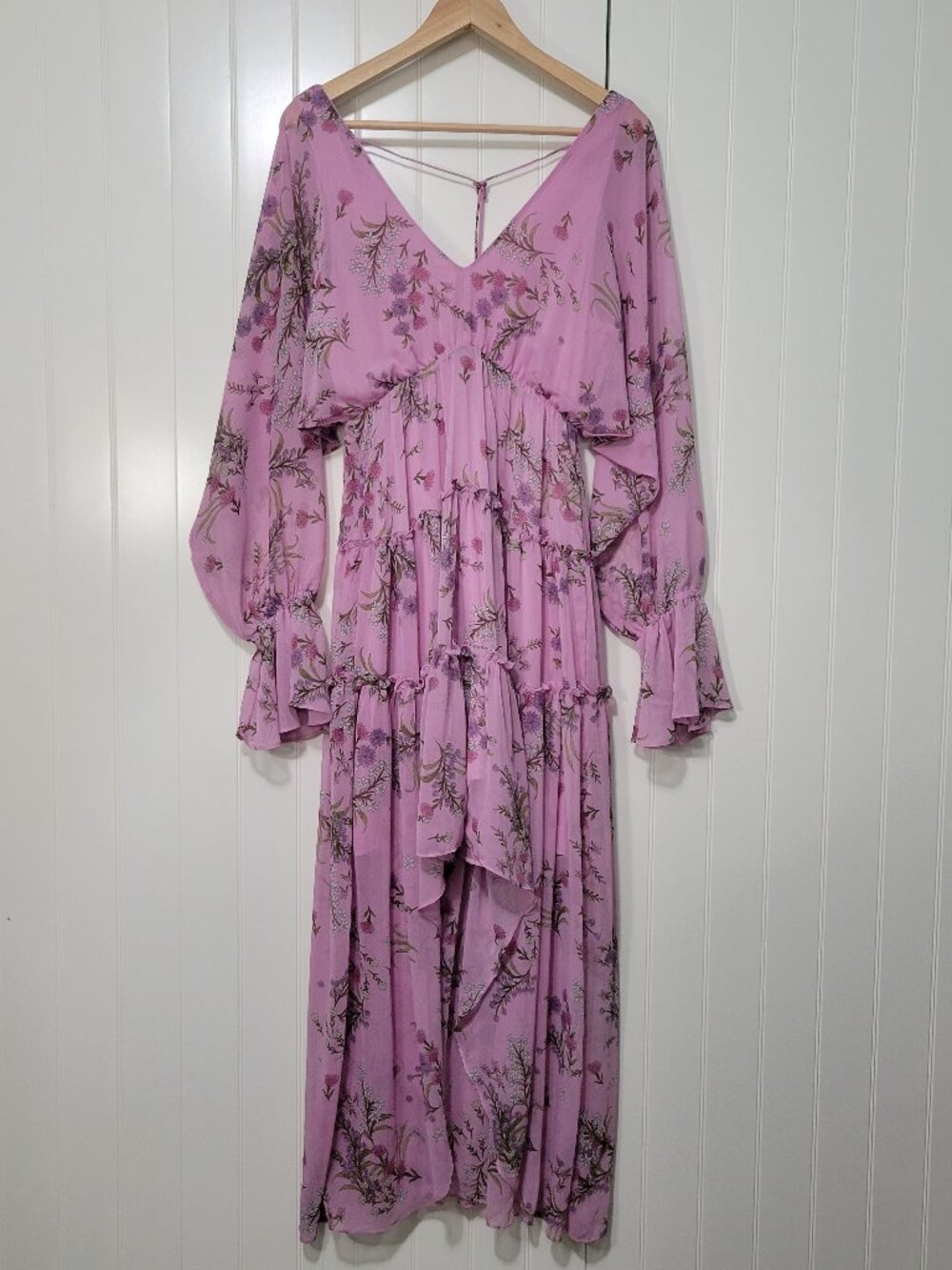 Steve Madden Sol Boho Prairie Cottagecore Ruffle Floral Chiffon High Low Dress M